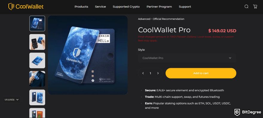 Best multisig wallet: CoolWallet Pro's product page.