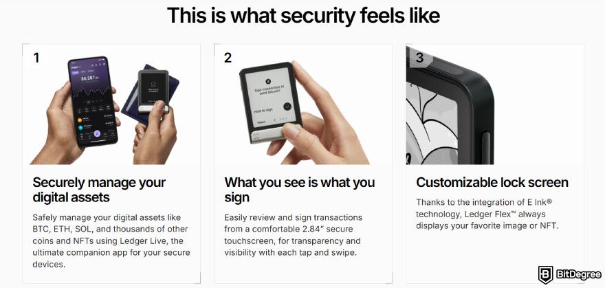 Best multisig wallet: Ledger Flex's security features.