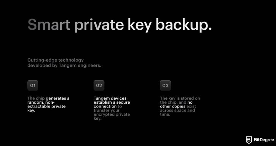 Best multisig wallet: a screenshot of Tangem Wallet security features.