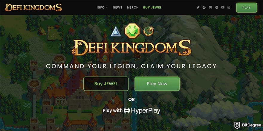 Best NFT games: DeFi Kingdoms homepage.