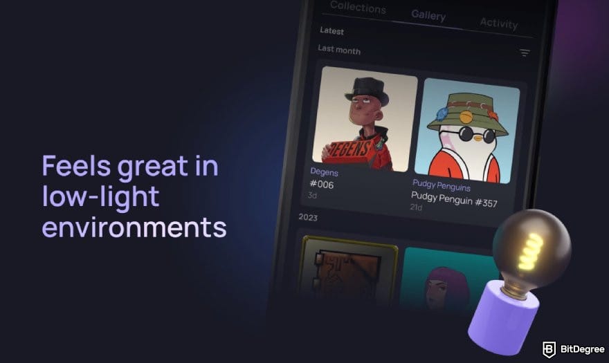 Best NFT wallet: description for Enjin Wallet's dark mode feature.