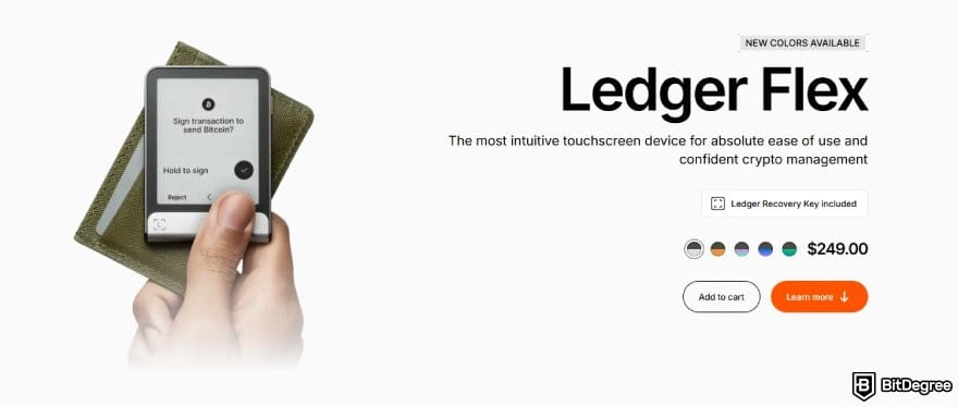 Best NFT wallet: Ledger Flex product page.