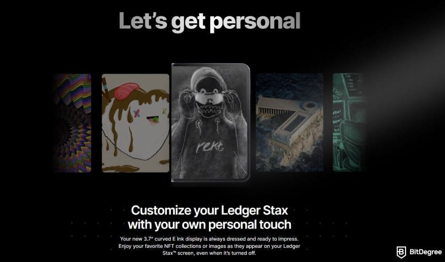 Best NFT wallet: a description of Ledger Stax's personalization feature.