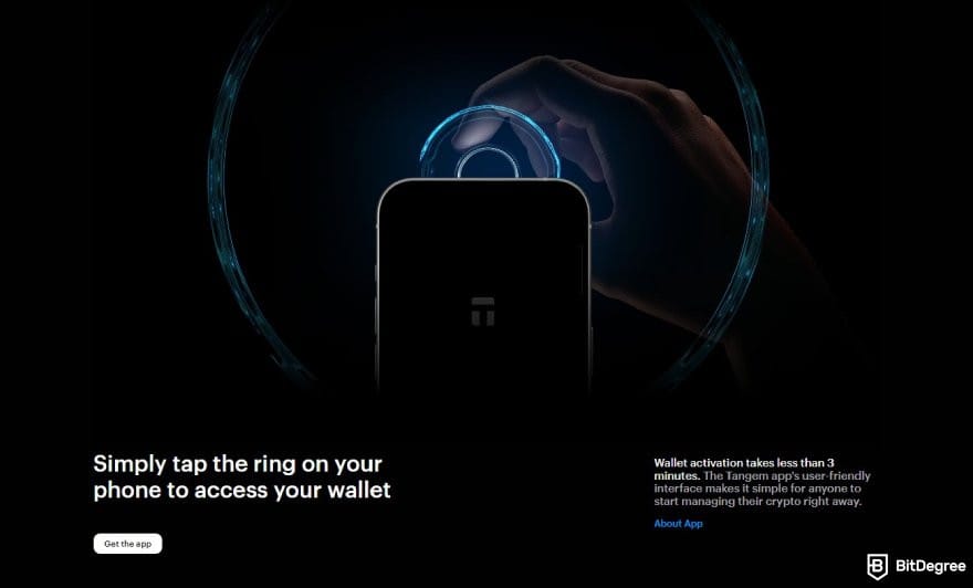 Best NFT wallet: description for Tangem Ring's tap-to-verify feature.