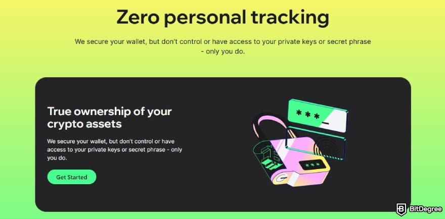 Best NFT wallet: description for Trust Wallet's zero personal tracking commitment.