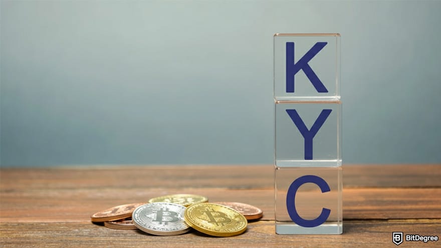 Best no-KYC crypto exchange: crypto coins and glass blocks spelling out "KYC". Best no-KYC crypto exchange: crypto coins and glass blocks spelling out "KYC".
