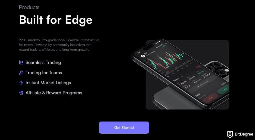 Best no-KYC exchange: some of dYdX's core products.