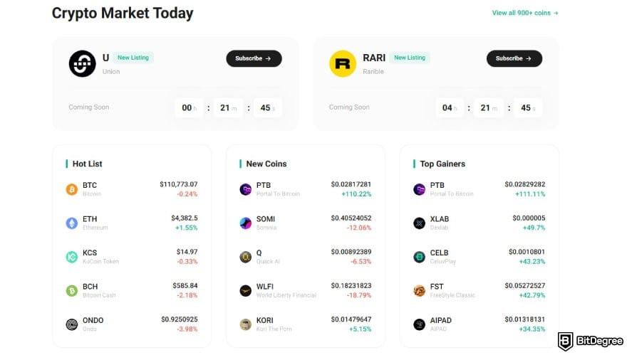 Best no-KYC exchange: KuCoin crypto market.