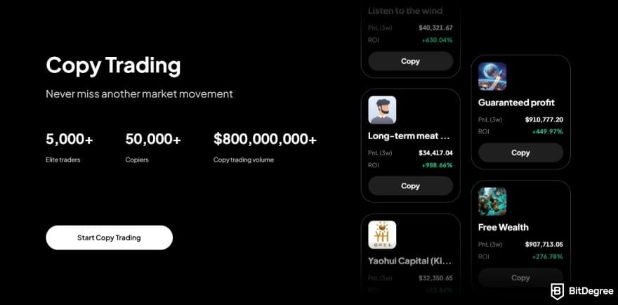 Best no-KYC exchange: WEEX copy trading.