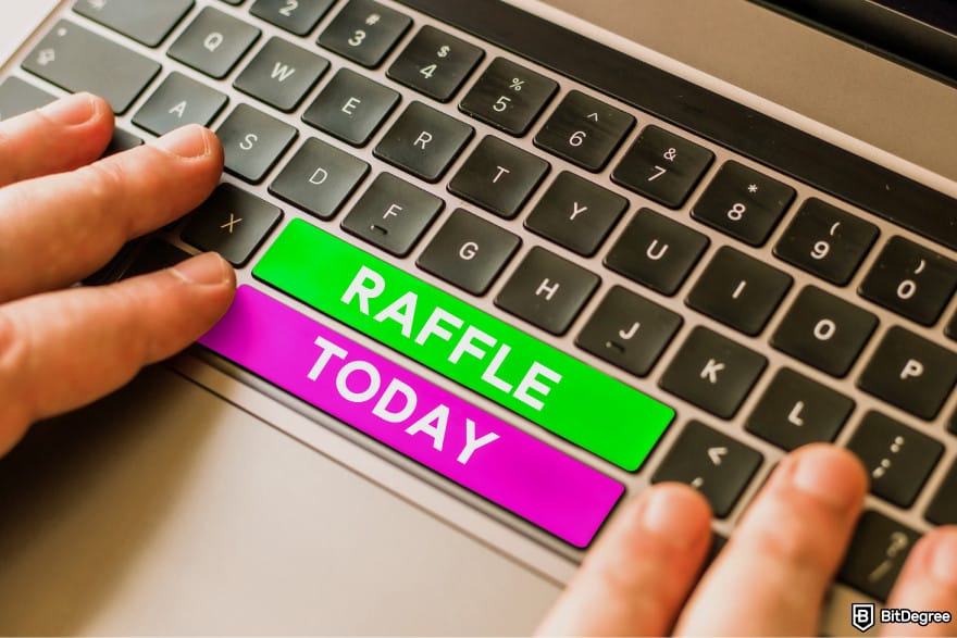 Best online raffle site: a keyboard with Raffle Today written on the keys.