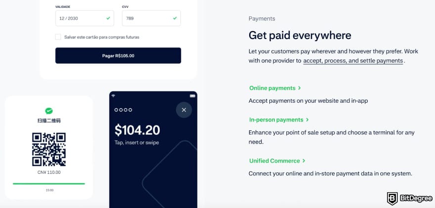 Best payment processor: Adyen payment options.