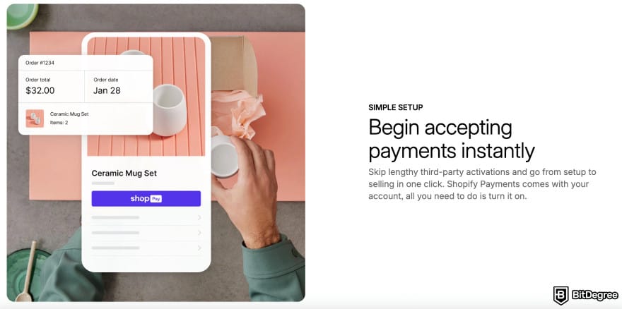 Best payment processor: Shopify Payment setup.