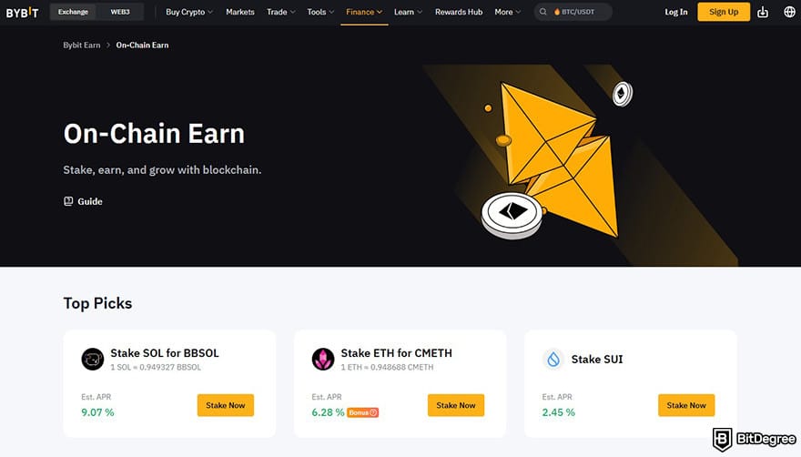 Ethereum stake etmek için en iyi yer: Bybit'in On-Chain Earn sayfası.