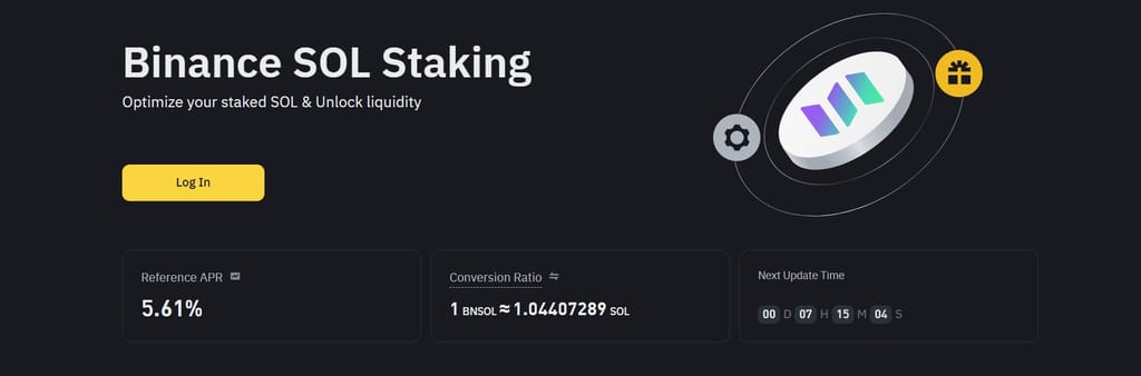 Best place to stake Solana: the Binance SOL staking page.