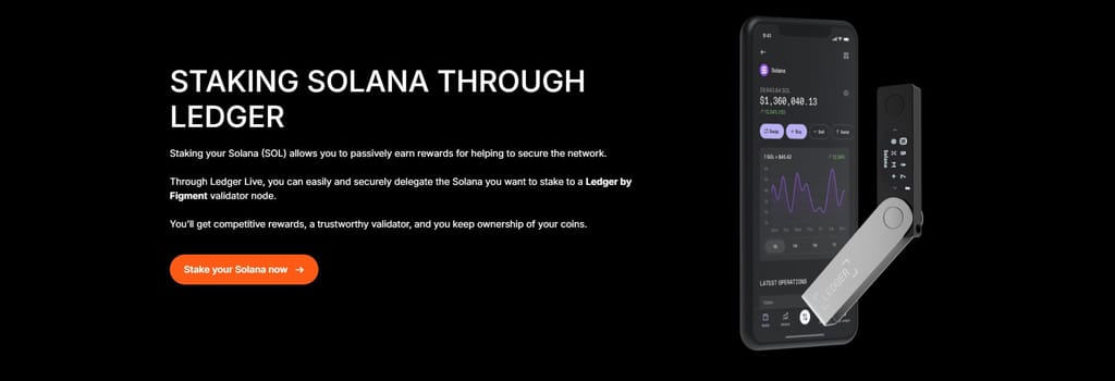 Best place to stake Solana: the Solana staking page on the Ledger website.