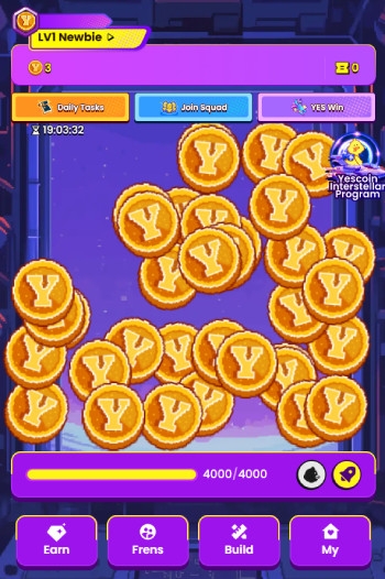 Best play to earn app: Yescoin gameplay.