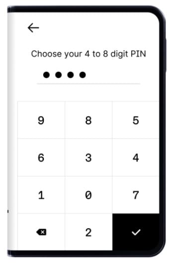 Best Polkadot wallet: choose pin digits.