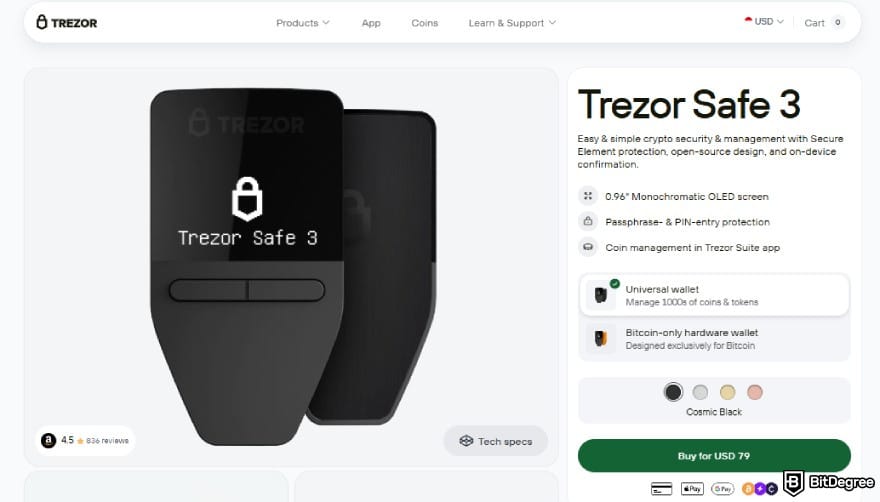 Best Polkadot wallet: Trezor Safe 3 price.