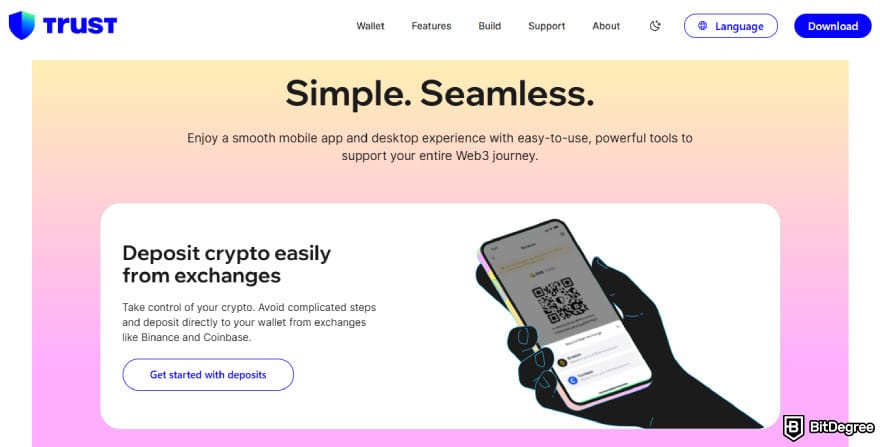Best Polkadot wallet: Trust Wallet website.