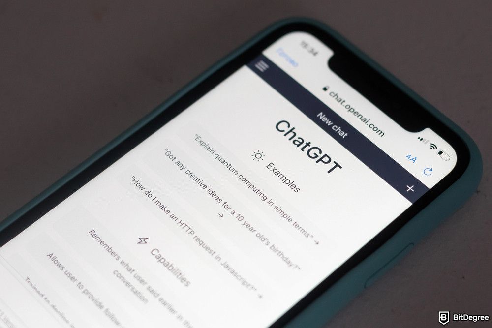 Best product management courses: the ChatGPT page on a smartphone.