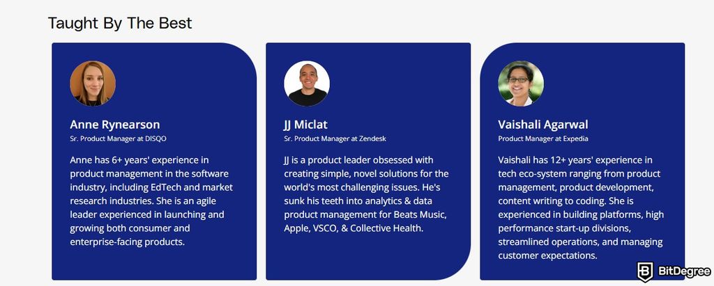 Best product management courses: instructor profiles of the Data Product Manager course.