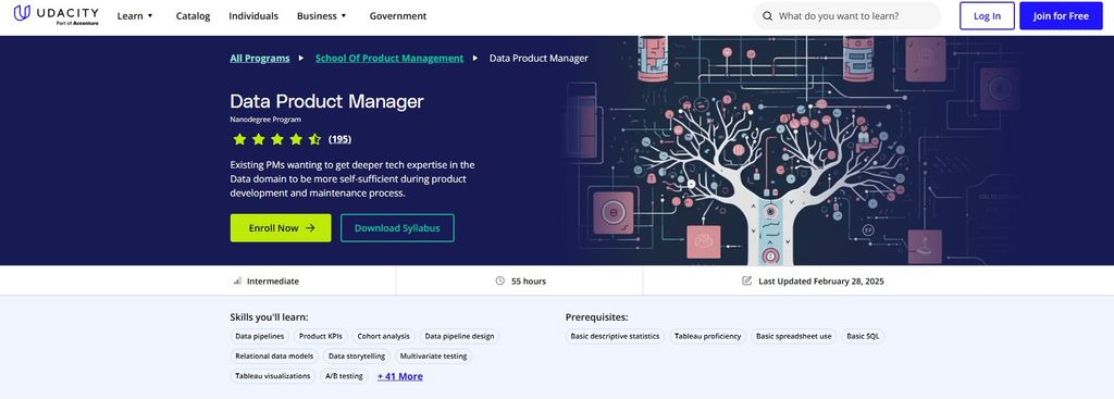 Best product management courses: the Data Product Manager page.