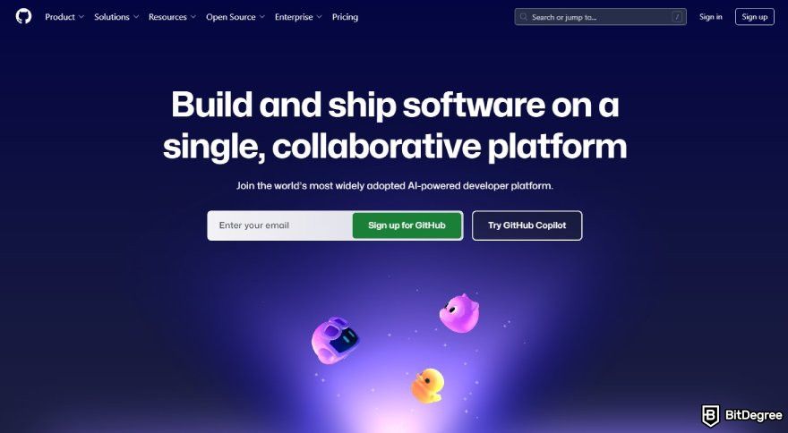 Best programming courses for beginners: GitHub homepage.