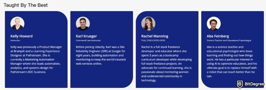 Best programming courses for beginners: a list of instructors for the Introduction to Programming course on Udacity.