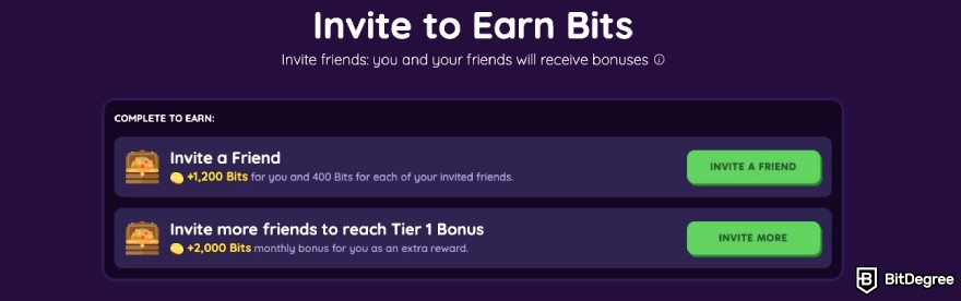 Best referral programs: BitDegree's referral page.