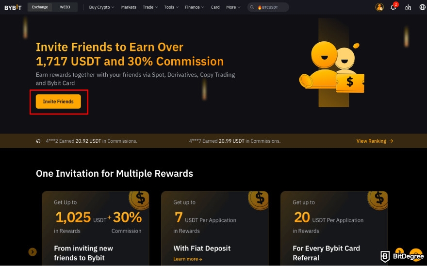 Best referral programs: click Invite Friends.