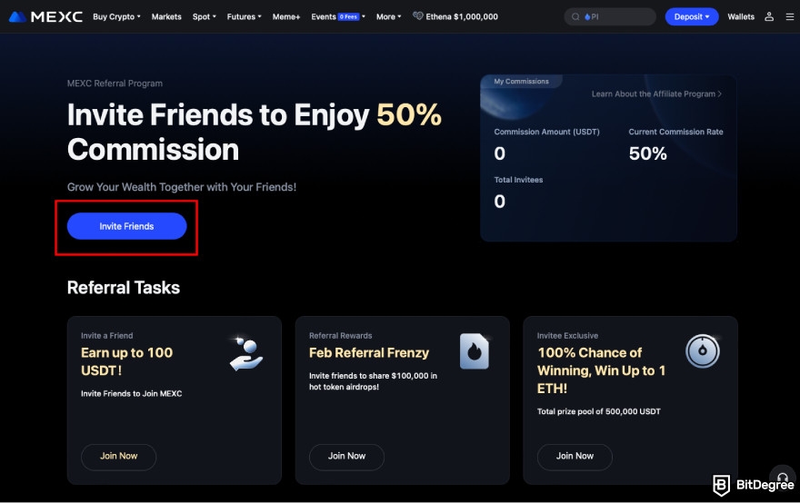 Best referral programs: click Invite Friends on MEXC.
