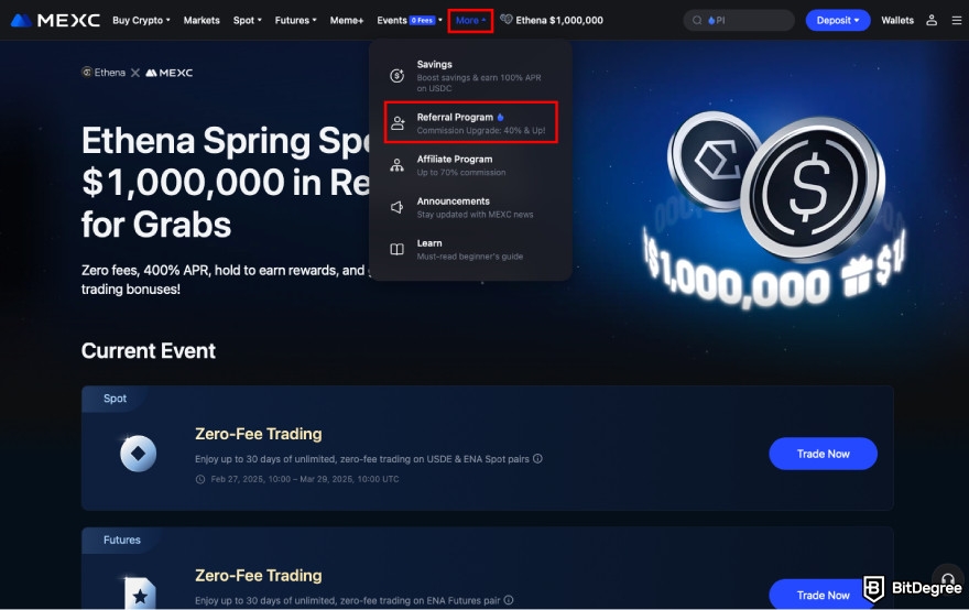 Best referral programs: click Referral Program on MEXC.