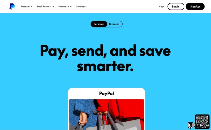 Best referral programs: a screenshot of the PayPal homepage.