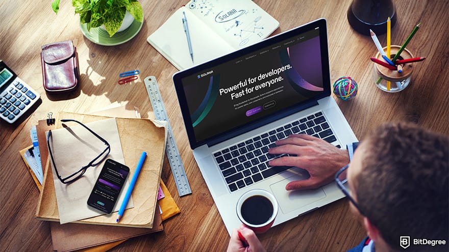 Best Solana airdrops: man looking for Solana projects to join.