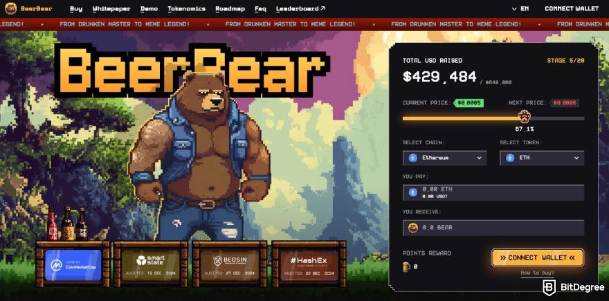 Best Solana presales: BeerBear's presale page.