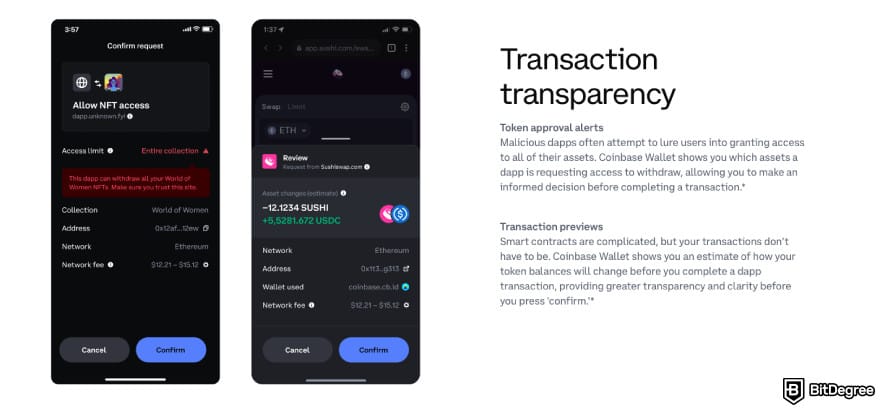 Best Solana wallet: a screenshot of Coinbase Wallet.