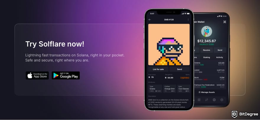 Best Solana wallet: a screenshot of Solflare Wallet.