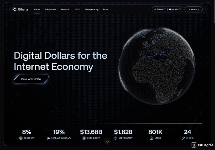 Best stablecoin: Ethena (USDe).