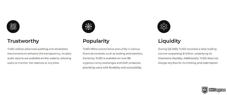 Best stablecoin: TrueUSD features.