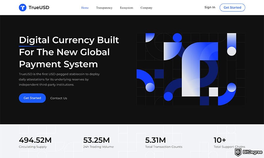 Best stablecoin: TrueUSD.