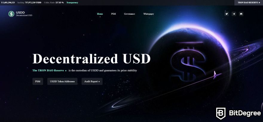 Stablecoin tốt nhất: Trang web USDD.