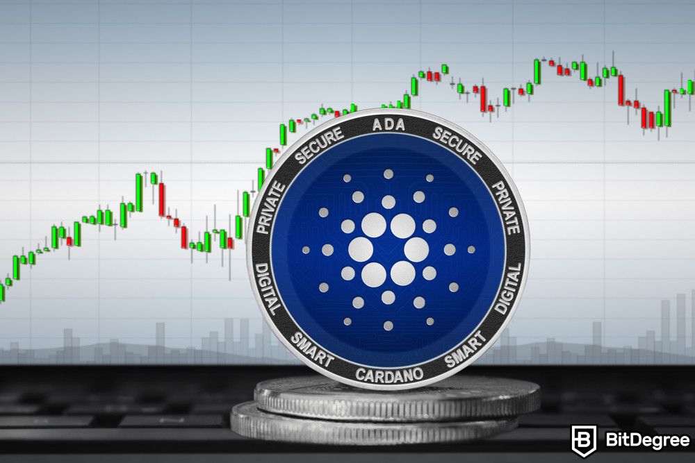 Best staking crypto: a closeup of a Cardano coin.