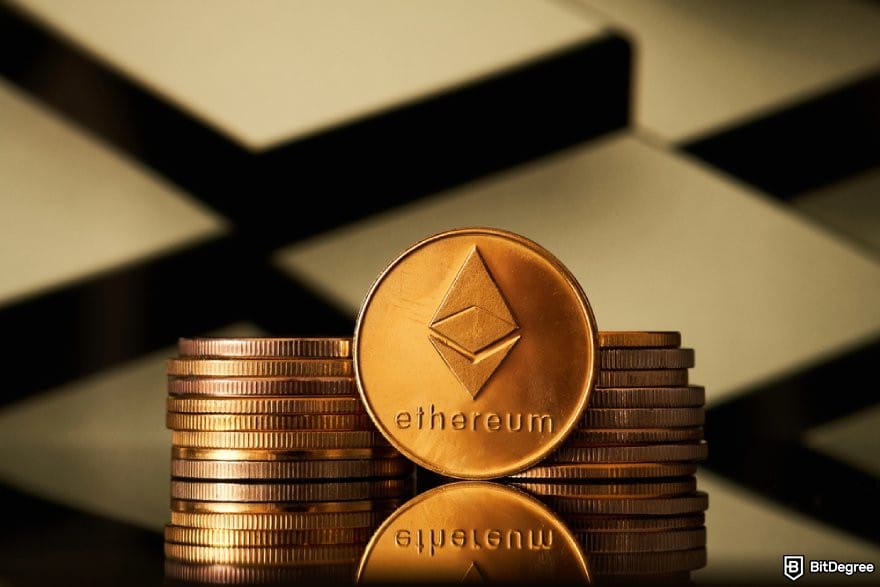 Best staking crypto: stacks of ETH coins.