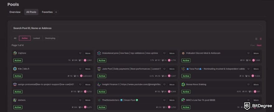 Best staking crypto: a list of nomination pools on Polkadot staking dashboard.