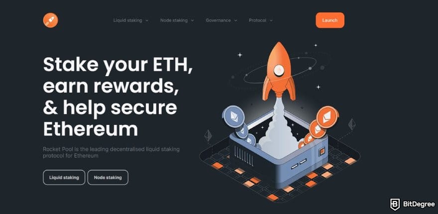 Best staking crypto: Rocketpool homepage.