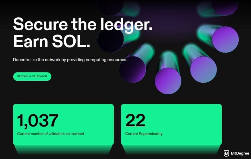 Best staking crypto: the validator page on Solana's website.