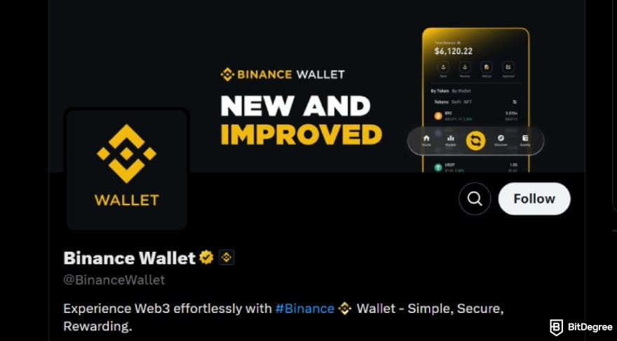 Best Sui wallet: Binance Wallet's profile on X.