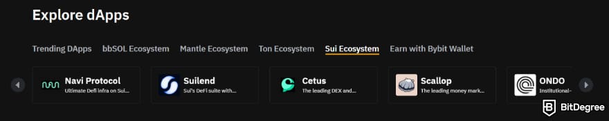 Best Sui wallet: Bybit Wallet's top Sui ecosystem dApps.