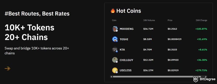 Best Sui wallet: Bybit Wallet's token and chain support.