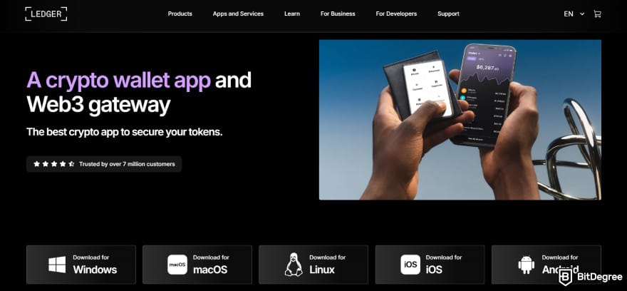 Best Sui wallet: Ledger Live's download page.